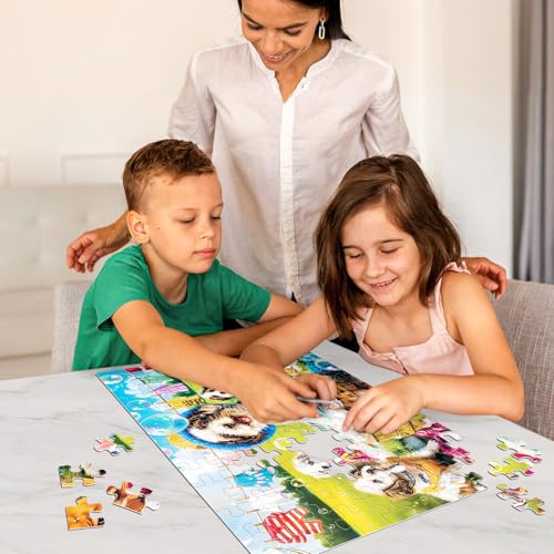 100 Piece Puzzles for Kids Ages 4-6 6-8 8-10 Year Old - Puppies and Bubbles, 100 Pieces Jigsaw Puzzles for Kids, Children Learning Educational Toys Gift for Boys and Girls - size: Dogs Puzzles