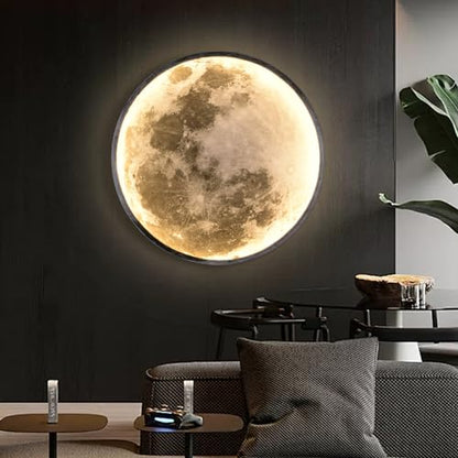 QIYIMEILUX Large Moon Wall Sconce Plug in Modern LED Dimmable Wall Light with Remote Control 23.6 inch 31W Black Wall Lamp Indoor Wall Mounted Lighting Ceiling Light for Living Room Bedroom - color: 23.6in Moon Black