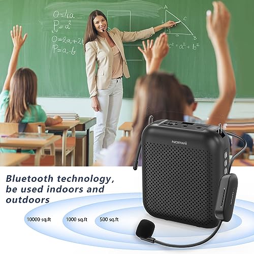Voice Amplifier with Bluetooth, Portable Speaker with Microphone | Wireless Microphone Headset Speaker for Teacher, Mini Megaphone Sound Amplifier for Classroom, Tour Guides, Speaking - color: Black - 10W