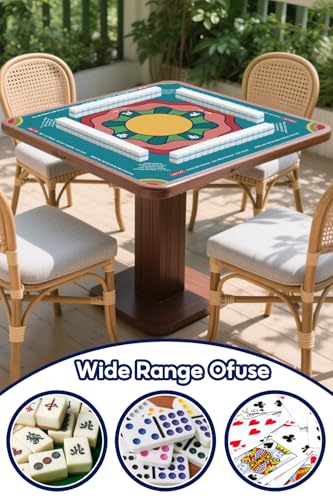 Mahjong Mat with Rule, 31.5x31.5Inch American Mahjongg Table Mat (Aqua) | Anti-Wrinkle&Foldable Neoprene Mahjongg Travel Mat for Table with Learning Rule, Anti-Slip Noise Reduction Includes Carry Bag - color: Aqua
