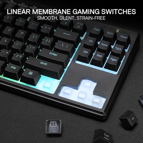Redragon K516 PRO Shiva TKL RGB Wireless Membrane Gaming Keyboard, 87 Keys Mechanical-Feel Keyboard w/Smooth Linear Switch, On-Board Macro & Multimedia Keys, 16.8M RGB Backlit, Software Supported - size: 87 Keys Pro