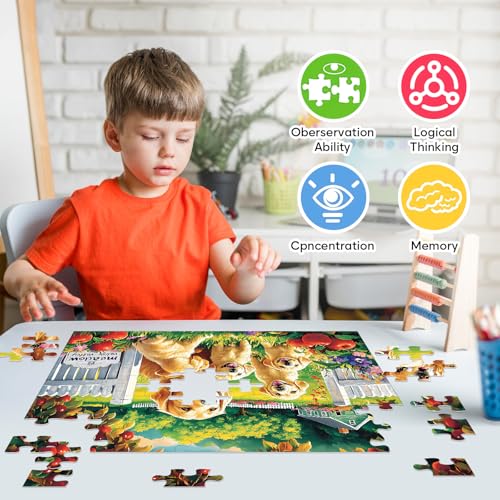 Jeacirio Puzzles for Kids Ages 4-6 6-8, 100 Piece Puzzles for Kids, Golden Retriever Dog Family Jigsaw Puzzle, Educational Puzzle Toys for Boys and Girls, Kids Puzzles Ages 5-8 8-10, 15 x 11 Inch - size: Golden Retriever Puzzles