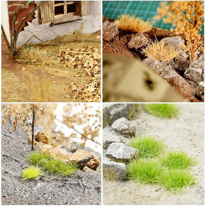 Cayway 2 Color Static Grass Tuft Terrain Kit - Resin Scenery Miniature Shrubs Bushes for Train Landscape Railway Artificial Grass Modeling - color: 2 Color