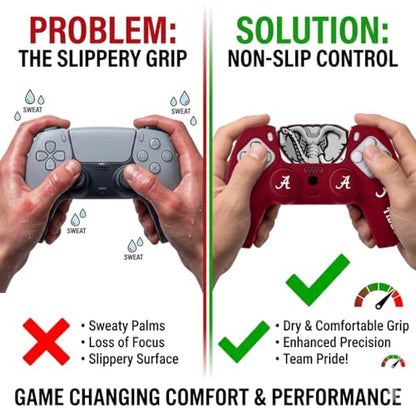 Silicone Gaming Cover Compatible with PS5 Controller - Officially Licensed University of Alabama Crimson Tide Home Design