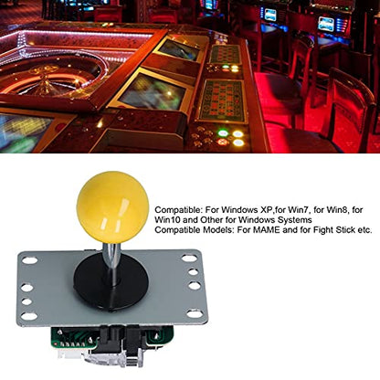Zunate QM070901 Replacement Joystick, Arcade Game DIY Kit Parts with Encoder, 10 Buttons, Arcade Game Joystick Replacement Tool Kit for Windows XP/7/8/10 (Yellow)
