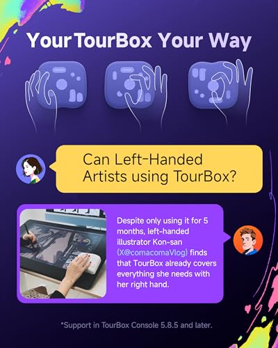 TOUR BOX Lite Bluetooth - Compact Editing Keyboard, Artists Drawing Keypad, Works with Clip Studio Paint & More, Creative Console with Custom Software, Streamline All Workflow - Wireless (Unit Only) - color: Classic Black