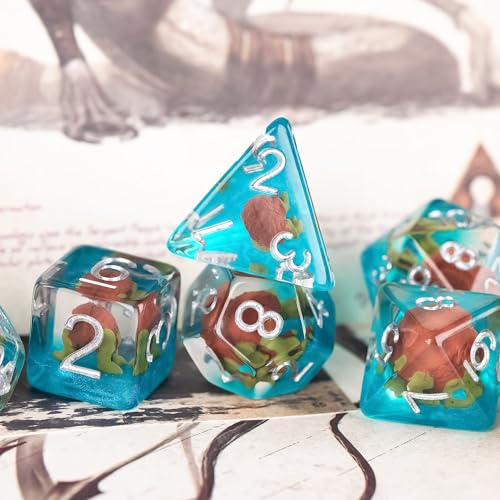 UDIXI 7PCS DND Dice Set Resin Polyhedral Dice Set for D&D Tabletop Games | Intellect Devourer Inclusions, Velvet Storage Bag, DM Gift, for Dungeons and Dragons Role Playing Games Board Games - color: Intellect Devourer