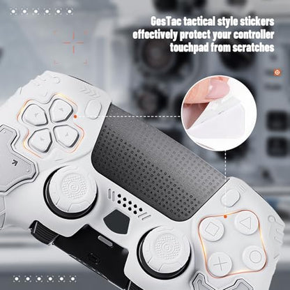 Tactical Skin Set for PS5 Edge Controller, Anti-Slip Silicone Protective Cover Skin Case Compatible with PS5 Edge Wireless Controller with 2 Thumb Grip Caps - Dawn White - color: Dawn White
