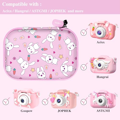 Leayjeen Kids Camera Case for Goopow/Mgaolo Kids Camera-Pink Rabbit | Fits CIMELR/Seckton/OZMI Kids Toy Cameras and Children Digital Camera,Shockproof Water-Resistant Hard EVA Shell(Case Only) - color: Pink Bunny