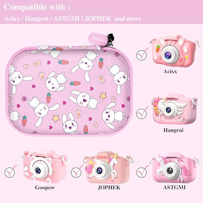 Leayjeen Kids Camera Case for Goopow/Mgaolo Kids Camera-Pink Rabbit | Fits CIMELR/Seckton/OZMI Kids Toy Cameras and Children Digital Camera,Shockproof Water-Resistant Hard EVA Shell(Case Only) - color: Pink Bunny
