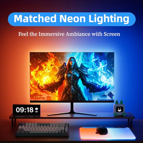 Upgraded 32-Inch Monitor Backlight, Unibody LED Strip with 45° Upward Glow & Dual USB Power, Smart Ambient PC Lighting with Screen Sync - color: For 32 inch PC