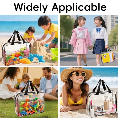 6 Pcs Storage Bags with Zipper - Large Board Game Storage with Labels, Clear & Waterproof Toy Organizer for Building Blocks, Puzzles (Black)