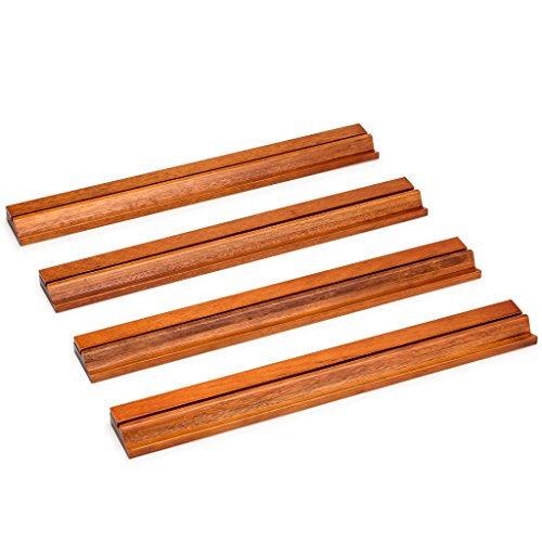 Yellow Mountain Imports Classic Chestnut Color Wooden Mahjong Game Racks with Pushers, 18 Inches - Set of 4 (Includes Magnetically Attached Mahjong Pushers) - color: Brown