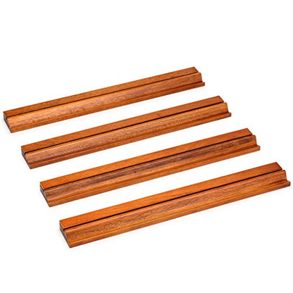 Yellow Mountain Imports Classic Chestnut Color Wooden Mahjong Game Racks with Pushers, 18 Inches - Set of 4 (Includes Magnetically Attached Mahjong Pushers) - color: Brown