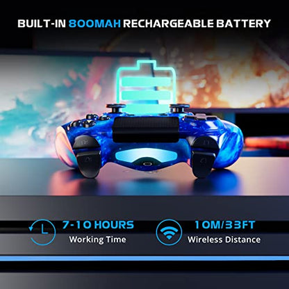 Wireless Controller for PS4, Controller for Sony PlayStation 4, Double Shock 6-Axis Motion Sensor, Sensitive Touch Pad, Built-in Speaker & Stereo Headphone Jack, Compatible with PlayStation 4/Pro/Slim - color: Galaxy Blue