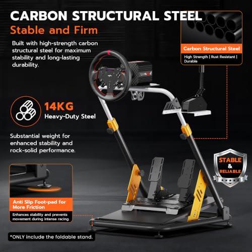 PXN A11 Heavy-Duty Foldable Racing Wheel Stand | Carbon Steel Frame, Height and Angle Adjustable, for V99, V10, VD4, VD6, G29, G920, G923, R3, R5 & More