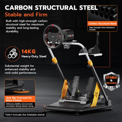 PXN A11 Heavy-Duty Foldable Racing Wheel Stand | Carbon Steel Frame, Height and Angle Adjustable, for V99, V10, VD4, VD6, G29, G920, G923, R3, R5 & More