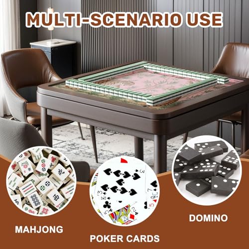 Mahjong Mat 31.5" x 31.5" Print Peonies Trees Bamboo Palms Tigers Chinoiserie Style Non-Slip Noise Reduction Mahjong Tiles Table Cover for Dominoes Poker Card Board and Tile Games - color: Color2