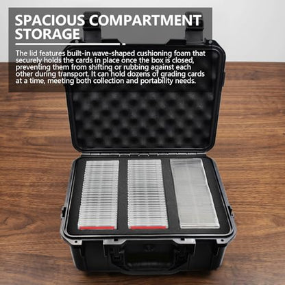 HESOYAM Trading Card Storage Box, Hard-Shell Portable | Graded Card Storage Box Holds 100 CSG/BGS/SGC Top-Load Sports Cards, Comes With 6 EVA Foam Inserts For Full Card Protection