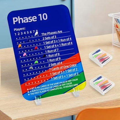 Phase 10 Card Game Set with Scoring Pegs, Storage Pouch, Stands, Board Game Accessories for Family Party, Travel, Adults (Cards not included)
