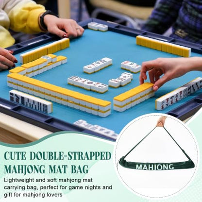 35 Inch Long Velvet Mahjong Mat Bag Cute Double Strapped Drawstring Mahjong Mat Holder Lightweight Carrying Bag for Board Games Outdoor Travel Storage-Mat Not Include(Green,1 Pc) - color: Green