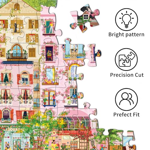 Romantic Street Scene Jigsaw Puzzles for Adults 1000 Pieces, Interlock Perfectly No Dust, Impossible Difficult Hard Fun 1000 Piece Jigsaw Puzzles for Adults-1:1 Poster - color: Dream Street