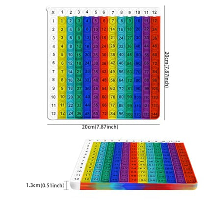 Multiplication Learning Board, 12x12 Multiplication Tables, Push Bubble Sensory Classroom & Home Learning Multiplication Chart Tool，Fidget Game for Teachers to Create a Variety of Math Operations - size: White-edged rainbow