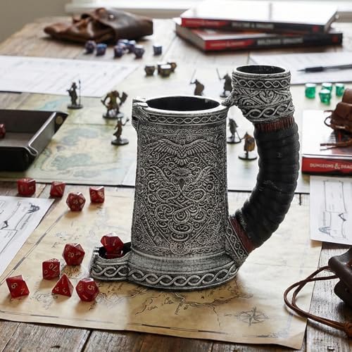 Dice Tower Mug DND Dice Rolling Tower with 7 PCS Dice Set | Suitable for Dnd Dungeons And Dragons, Tabletop Games, Available As Drink Holder, D&D Gifts, Dnd Accessories,Silver octopus - color: Silver Octopus