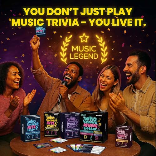 Quokka Party Games for Adults and Families - Ultimate Trivia Music Games | Who Knows Music Better? 1610 Music Game Questions – 4 Pack Box – Singing, Karaoke, Fun Music Challenge for 90s and 2000s Fans - color: Music Set