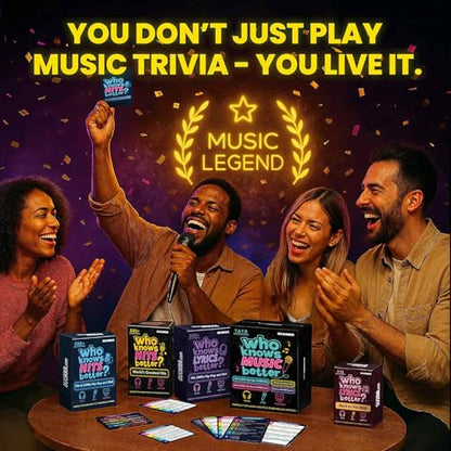 Quokka Party Games for Adults and Families - Ultimate Trivia Music Games | Who Knows Music Better? 1610 Music Game Questions – 4 Pack Box – Singing, Karaoke, Fun Music Challenge for 90s and 2000s Fans - color: Music Set