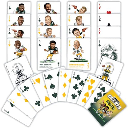 Masterpieces NFL Green Bay Packers All-Time Greats Playing Cards, Officially Licensed Team Collectible Deck, Premium Poker Play for Game Night, Fan Display, Green Bay Packers Merch Set, Card Deck - style: Green Bay Packers