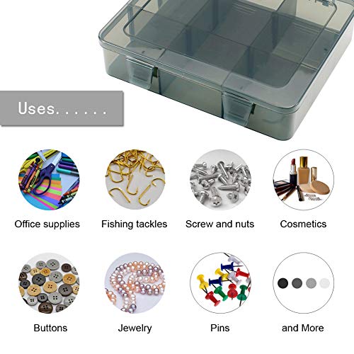 Vidifor 9 Grids Art Craft Supply Organizer Storage Containers, Compartment Storage Box with Removable Dividers for Jewelry, Beads, Buttons, Small Parts - size: 9 Grids 1 Pack