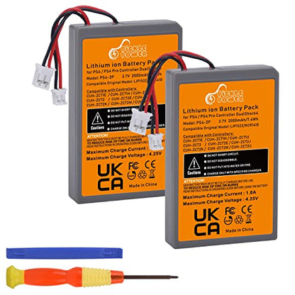 Pickle Power 2 Pack 2000mAh PS4 Controller Battery Replacement for Sony PS4/PS4 Pro/PS4 Slim PlayStation 4 Dualshock 4 Controller CUH-ZCT1E CUH-ZCT1H CUH-ZCT1U CUH-ZCT2 CUH-ZCT2U