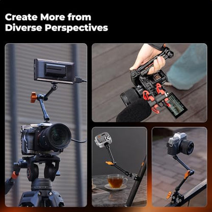 K&F CONCEPT 9.8" Magic Arm Clamp Kit with 1/4" & 3/8" Thread Screw | 360° Ball Heads Camera Mount for Monitor, Flash, LED Light, Microphone, Camera Cage, Action Camera, MS32 - style: 9.8" with Clamp