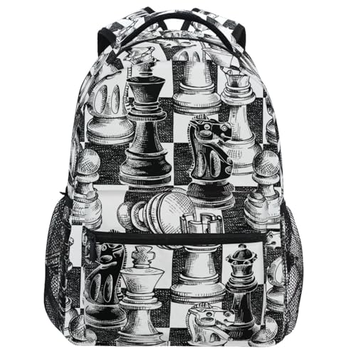 Backpack Black White Chess Board Bookbag Daypack Travel Hiking Camping School Laptop Bag - color: Multi Pattern 13