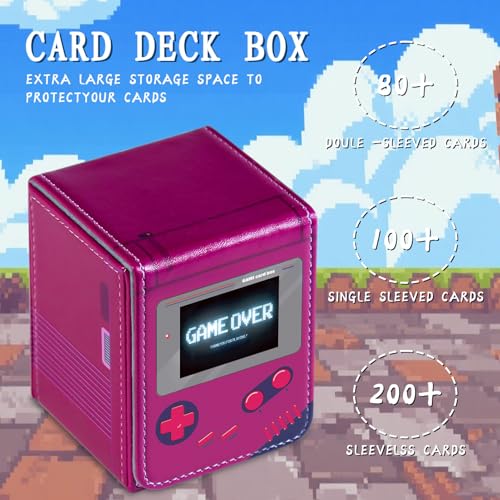 Card Deck Box Fits for YGO MTG,100+ Card Storage Box Trading Games PU Leather Storage Premium Deck Case (Game Rose Red) - color: Game Rose Red