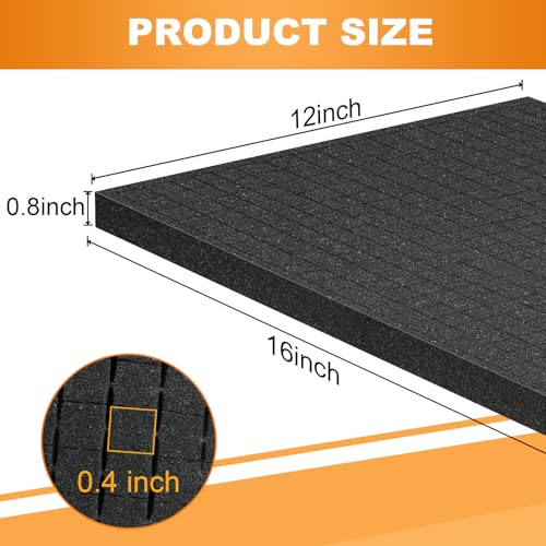 Eunice 6Pcs Polyurethane Foam Inserts -16 x 12 x 0.8 Inch Pick and Pluck Foam Padding Sheets for Tool Box, Camera Storage and Crafts - size: 6pcs-16*12*0.8Inches