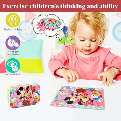 MZZOTOY Puzzles for Kids Ages 4-8, 60 Pieces for Kids Ages 3-5 in a Metal Box Jigsaw Puzzles Girls and Boys Educational Toys Gifts - color: Minnie
