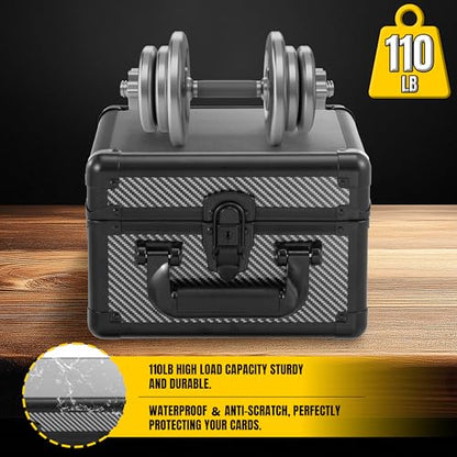 Graded Card Storage Box – Aluminum Alloy Trading Cards Case Holds 55+ Graded Cards, Sports Card Storage Box with Lock, Fits PSA, CSG, BGS (Small Carbon Fiber) - color: 2 Row-Carbon Fiber