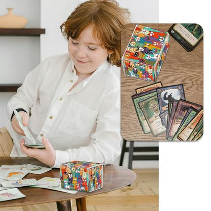 Strong Magnet Card Case Deck Box Mtg Card Box Playing Card Box Deck Box Tcg Up to 200 Cards Creative Pattern Trading Card Storage Box for Collectible Card Games, Doodle Cute Cat - color: Doodle Cute Cat