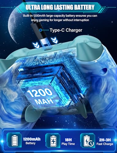 ZRZLMVP Wireless Switch Controller for Nintendo Switch/OLED/Lite/Switch 2 | 1200mAh Pro Switch Controllers with 10 Color LED Lights, Rechargeable Switch Control with Vibration,6-Axis Gyro,Turbo,Wake Up - color: Tie-dye Blue