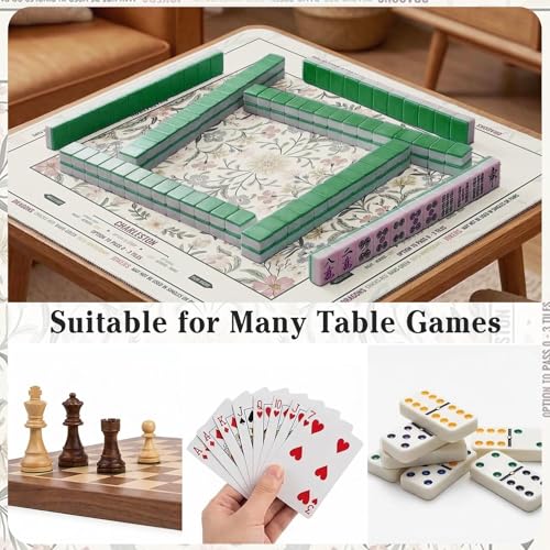 Britimes Mahjong Mat with Black Carrying Bag,31.5"x31.5", Colorful Floral | Non-Slip Noise Reduction Gaming Mat Rubber Multi Purpose Game Table Cover for Mahjong Card Dominoes Board Tile Games - color: Flowers