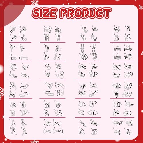 Christmas Metal Brain Teaser Puzzles Ring Educational Toys, Steel IQ Games Physics Mind Metal Puzzles for Adults, Unlock Interlock Game, Brain Teaser Puzzle for Party Favor Kids (Christmas) - style: Christmas