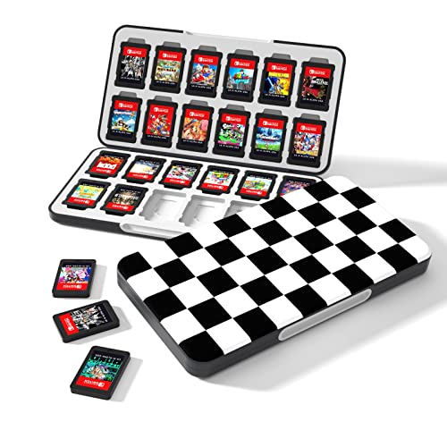 Switch Game Case, Storage Game Case for Nintendo Switch Game Cards or or Micro SD Memory Cards, Magnetic Closure and Silicone Interior - color: BlackWhite