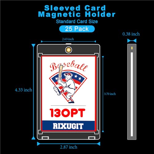 25-Pack 130pt Sleeved Card Magnetic Holders | Larger Inner Dimension 2.63"x3.7", First Insert Card into Soft Card Sleeve, Then Place into Card Holder for Double Protection - size: 25ct 130PT Sleeved Card Holder