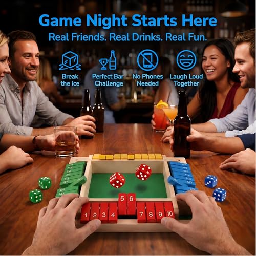 Shut The Box Math Board Game Wooden Dice Toy for 1-4 Players Kids Adults | Montessori STEM Education, Fine Motor Skills, Hand Eye Coordination, Preschool Development, Family Night, Camping Activity