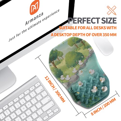 Ergonomic Slope Mouse Pad Wrist Support, Wrist Rest Mousepad for Carpal Tunnel Pain Relief with Massage Bulge and Slow Rebound Memory Foam (12x8 inch, Cute Ducks) - color: Am034-cute Ducks