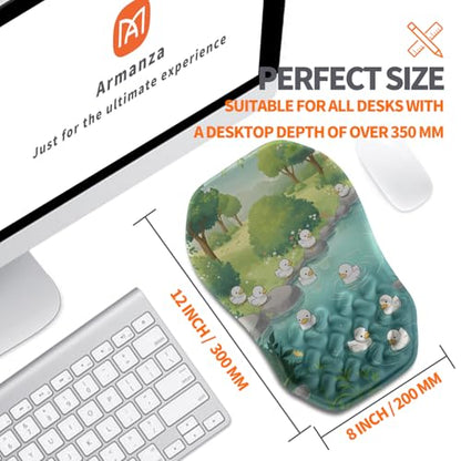 Ergonomic Slope Mouse Pad Wrist Support, Wrist Rest Mousepad for Carpal Tunnel Pain Relief with Massage Bulge and Slow Rebound Memory Foam (12x8 inch, Cute Ducks) - color: Am034-cute Ducks