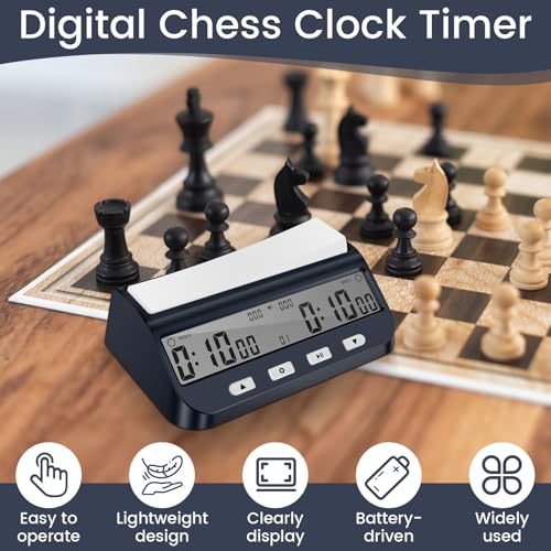 Digital Chess Clock Timer, 5 in 1 Multifunction Modes Basic, Delay, Bonus, BYO YOMI, and Count Up, Portable Competition Chess Clock, Professional Board Game Timer Not Included AA Battery - color: Blue