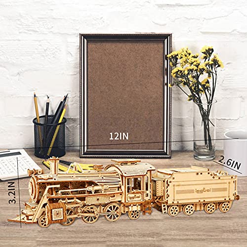 Express Train - DIY 3D Wooden Puzzle Model Kit - Laser Cut Wooden Puzzle Craft Kit, Brain Teaser Educational Building Model Toy for Kids -Mechanical Train Model Kits